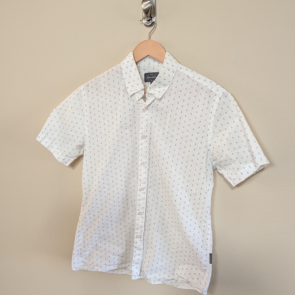 Peter Werth N.1‎ “Gosford” Anchor Print Shirt, Size Medium, 100% Cotton